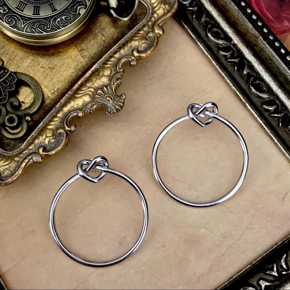 KATE SPADE • Silver Loves Me Knot Hoop Earrings - Picture 4 of 4